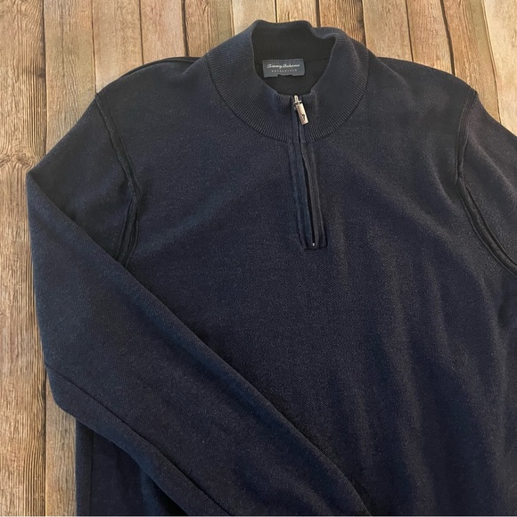 Tommy Bahama mens Reversible knit quarter zip sweater | size Extra large - Picture 2 of 11